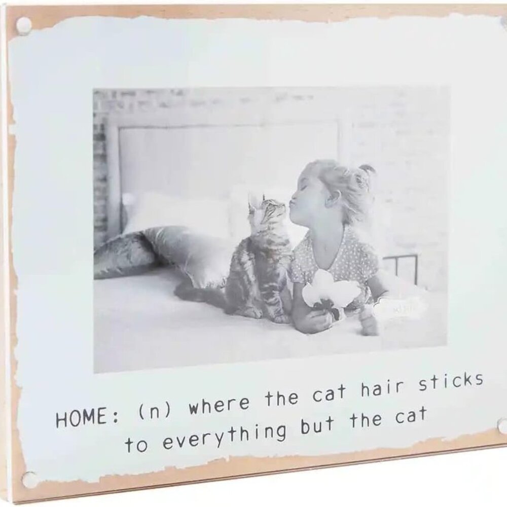 MUD Pie Home Where the Cat Hair stick to everything but the Cat Wood FRAME NEW
